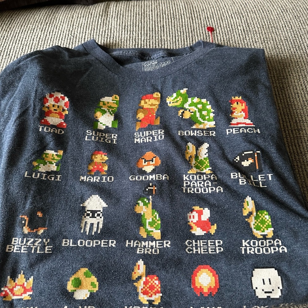 Nintendo Mens Medium Pixel Art T-Shirt - Dark Gray
